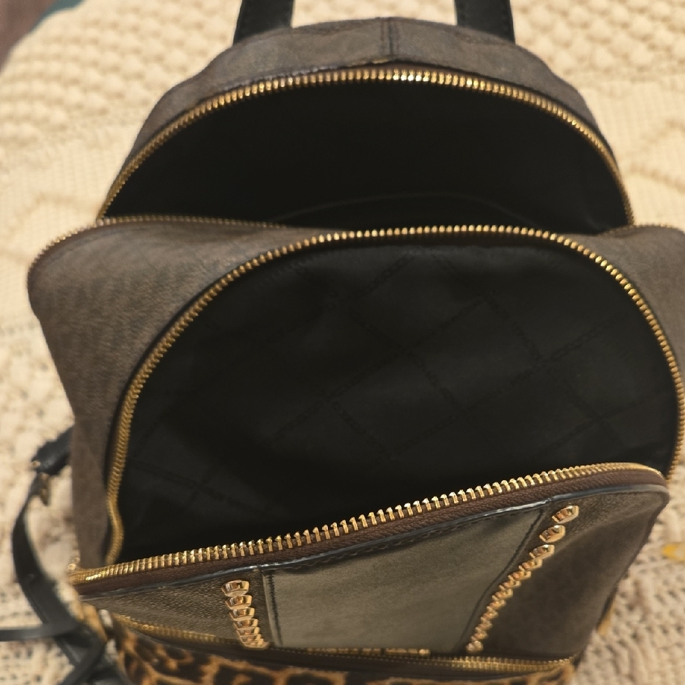 FINAL PRICE. Leopard Michael Kors Brown and Black Backpack RHEA MEDIUM - Picture 6 of 8
